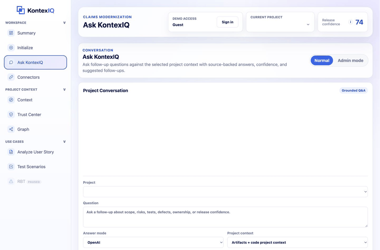 Ask KontexIQ project conversation flow